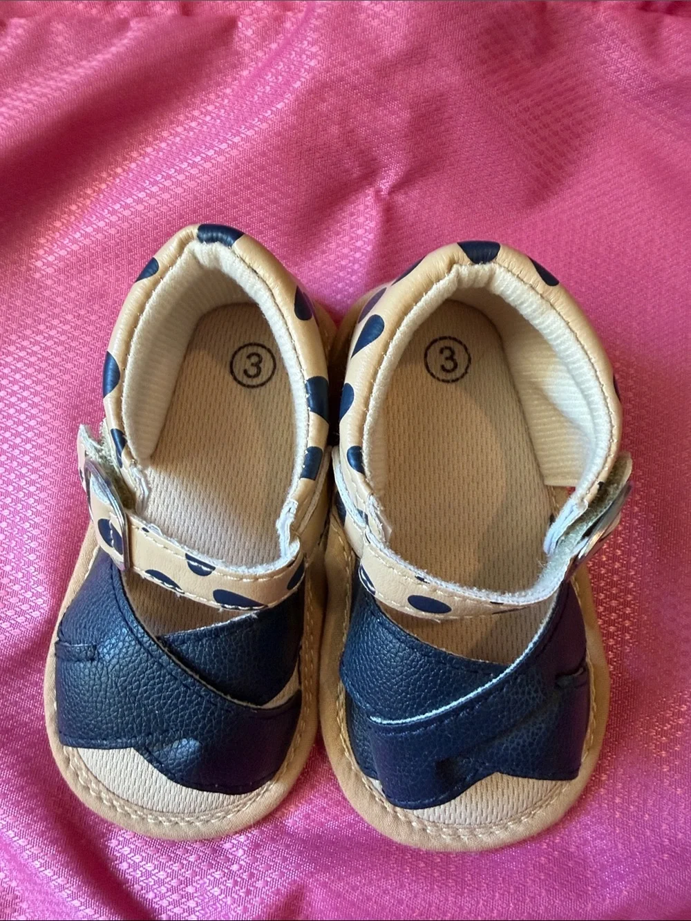 Children's Navy and Cream Polka Dot Sandals - Kids Shoes